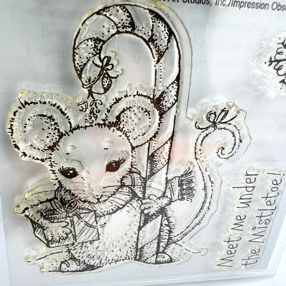 Impression Obsession Holiday Clear Rubber Stamps Set Of 2 Festive Mouse Designs - Picture 3 of 6